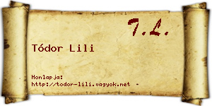 Tódor Lili névjegykártya